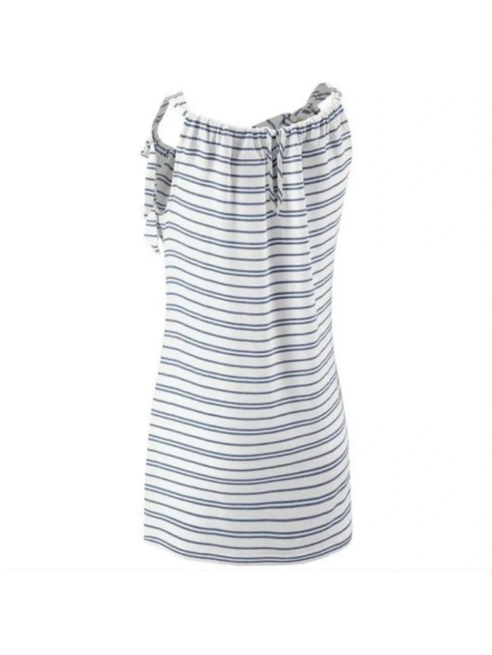CAbi White Tank Top with Blue Stripes